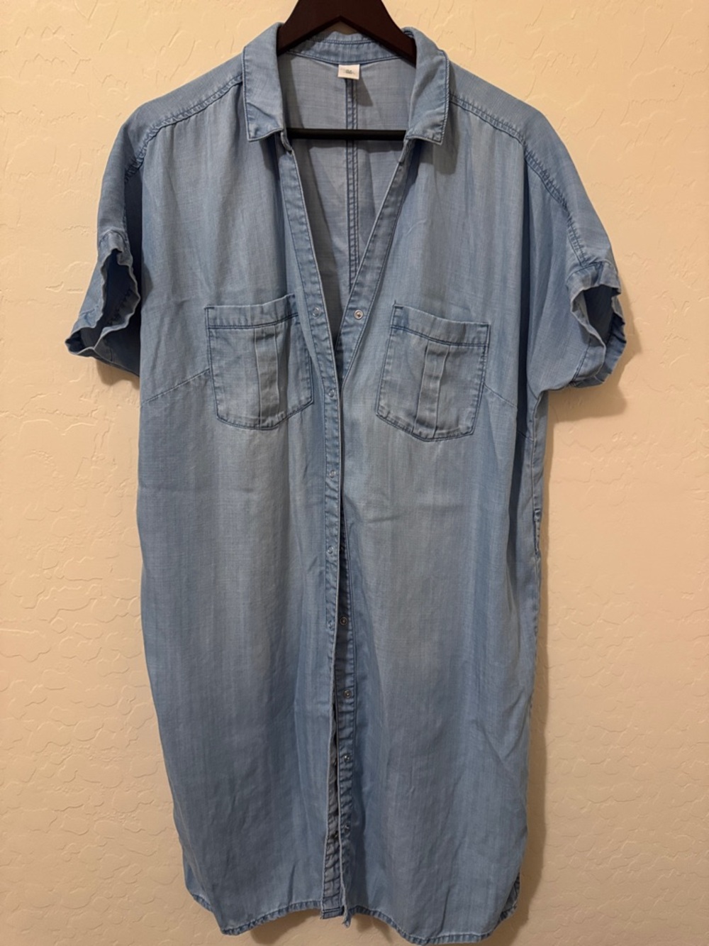 H&M Light Wash Denim Button-Front Shirt Dress